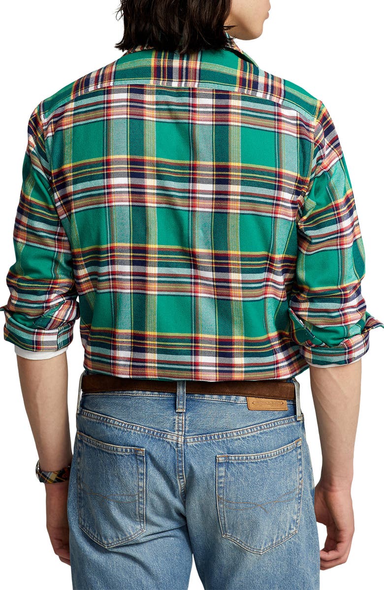 Ralph Lauren Men's Plaid Stretch Performance Flannel Button Up Shirt Green Size X-Large