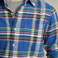 Ralph Lauren Men's Plaid Stretch Performance Flannel Button Up Shirt Blue Size XX-Large