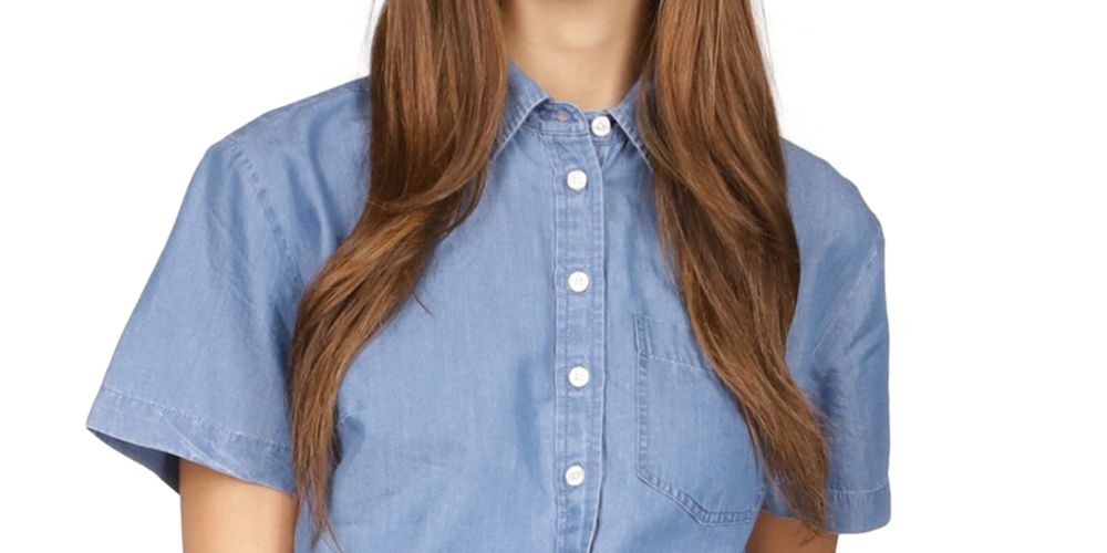Michael Kors Women's Tie Front Shirt Blue Size X-Large