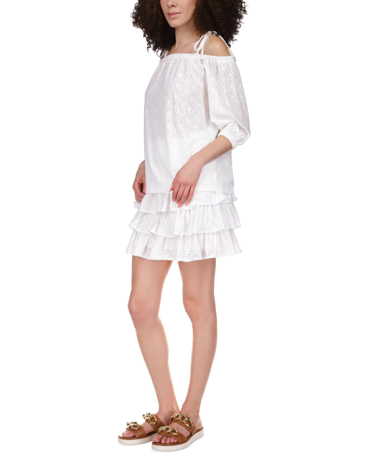Michael Kors Women's Eyelet Off The Shoulder Top White Size X-Small