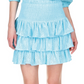 Michael Kors Women's Eyelet Smocked Tiered Lined Ruffled Pull On A Line Skirt Blue Size Large