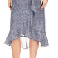 Michael Kors Women's Printed Faux Wrap Skirt Blue Size Large
