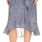 Michael Kors Women's Printed Faux Wrap Skirt Blue Size Large
