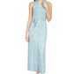 Michael Kors Women's Printed Maxi Shirtdress Blue Size X-Large