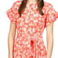 Michael Kors Women's Palm Ruffle Sleeve Dress Red Size Large