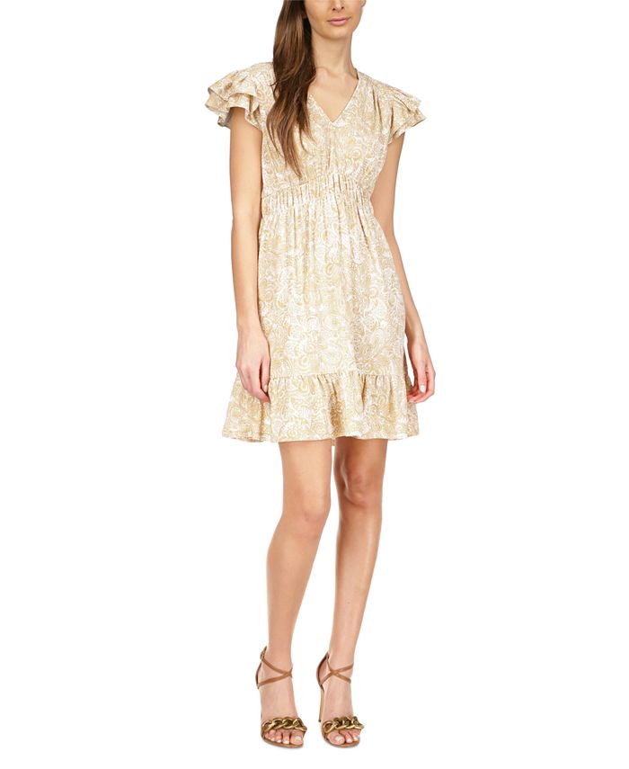 Michael Kors Women's Paisley Print Flutter Sleeve Mini Dress Size Medium