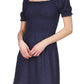 Michael Kors Women's Eyelet Smocked Peasant Dress Blue Size Medium