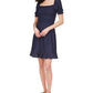 Michael Kors Women's Eyelet Smocked Peasant Dress Blue Size Medium