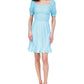 Michael Kors Women's Eyelet Smocked Peasant Dress Blue Size X-Large