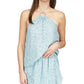 Michael Kors Women's Shibori Cotton Printed Halter Top Blue Size Petite Small