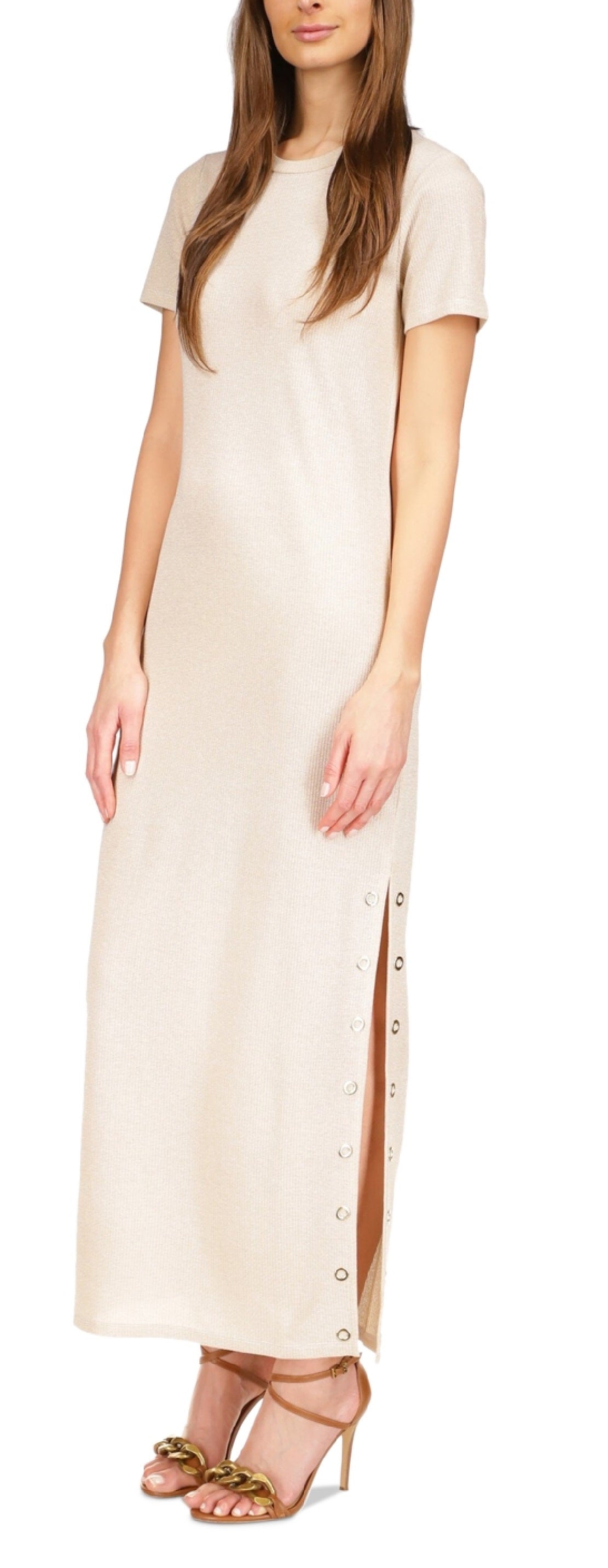 Michael Kors Women's Ribbed T-Shirt Dress White Size Petite X-Small