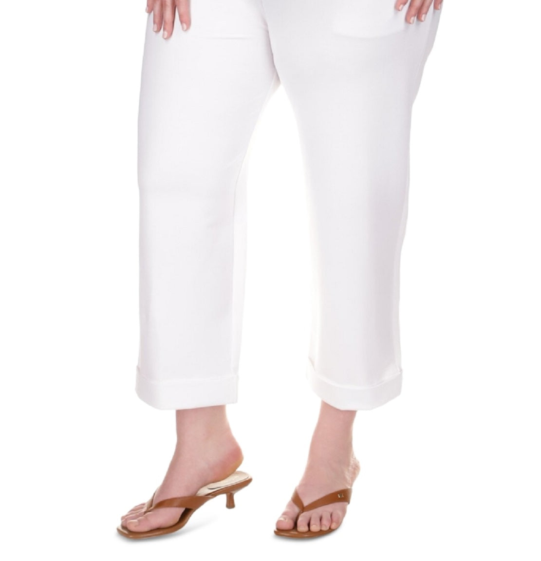 Michael Kors Women's Solid Rolled Cuff Pants White Size 0X