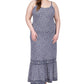 Michael Kors Women's Border Print Slip Maxi Dress Blue Size 3X