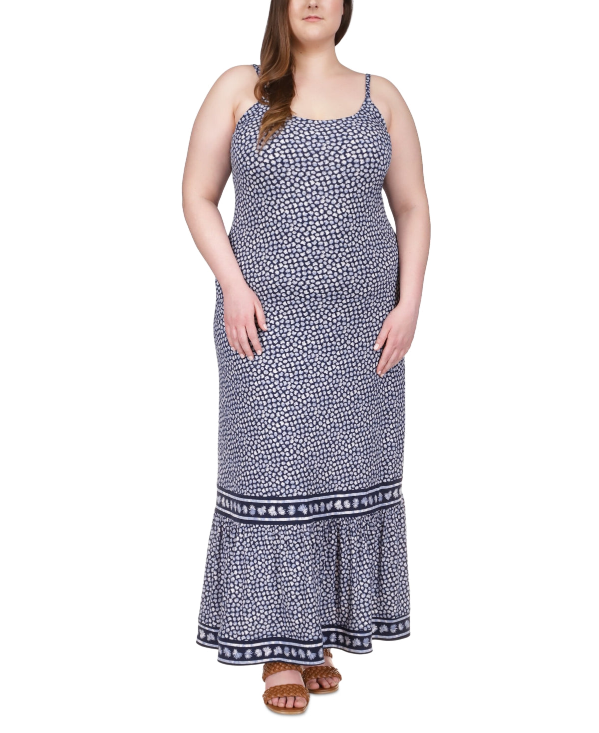 Michael Kors Women's Border Print Slip Maxi Dress Blue Size 3X