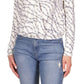 Michael Kors Women's Printed Faux Wrap Logo Top White
