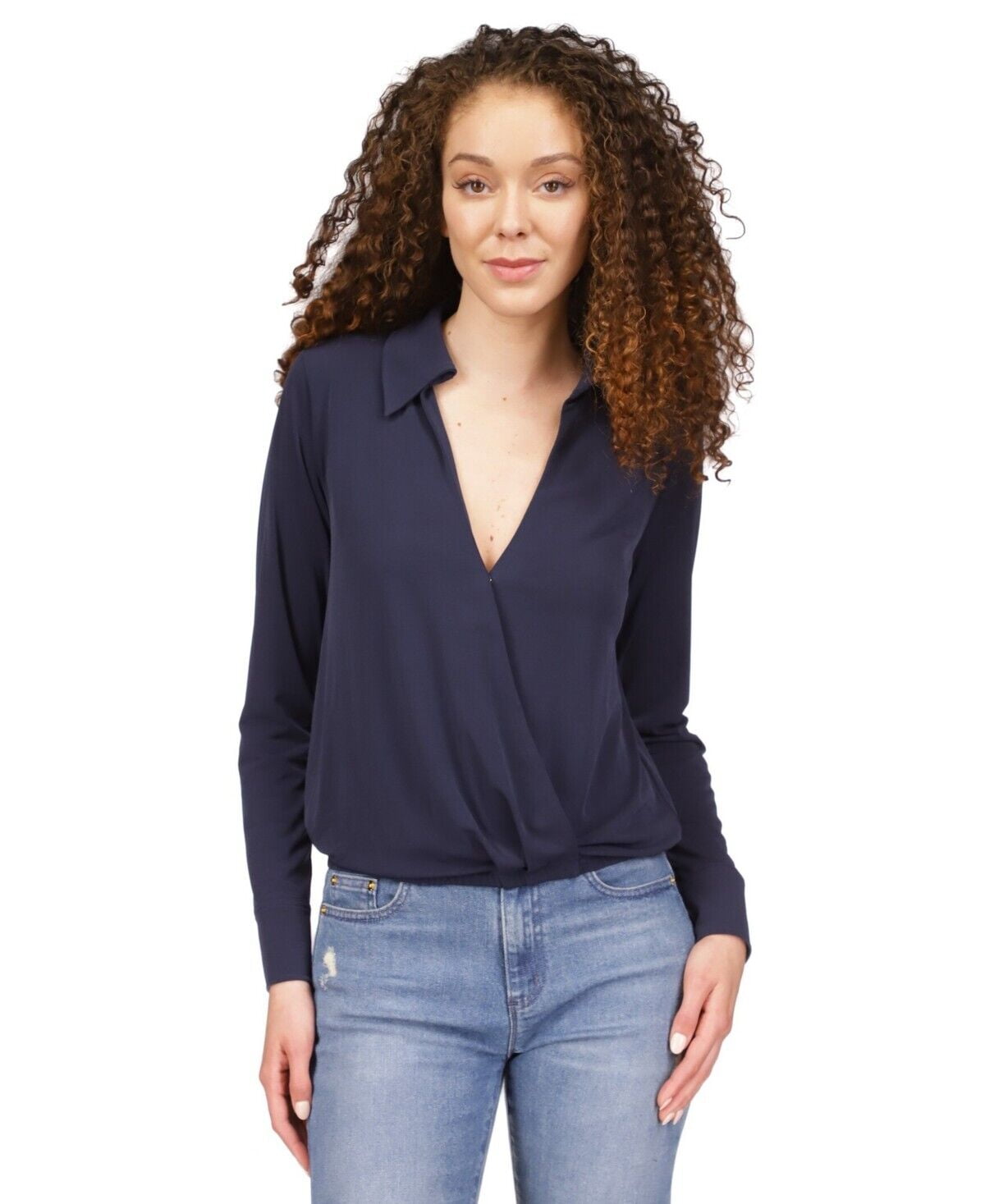 Michael Kors Women's Collar Wrap Top Blue