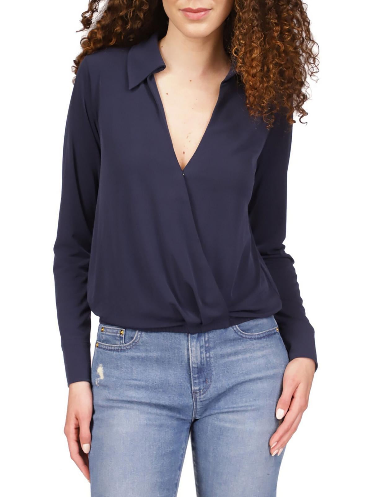 Michael Kors Women's Collar Wrap Top Blue