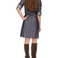 Michael Kors Women's Ruched Front Roll Tab Sleeve Shirtdress Blue