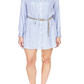 Michael Kors Pinstriped Satin Shirt Dress Blue