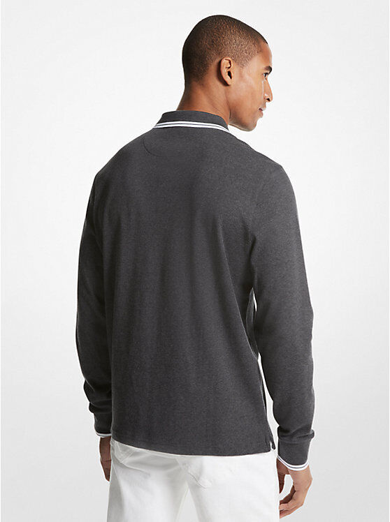 Michael Kors Men's Long Sleeve Greenwich Polo Gray Size Medium