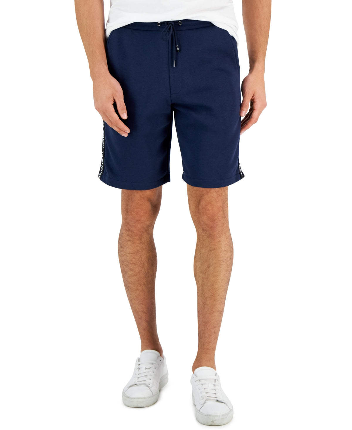 Michael Kors Men's Logo Tape Fleece Shorts Blue Size Large