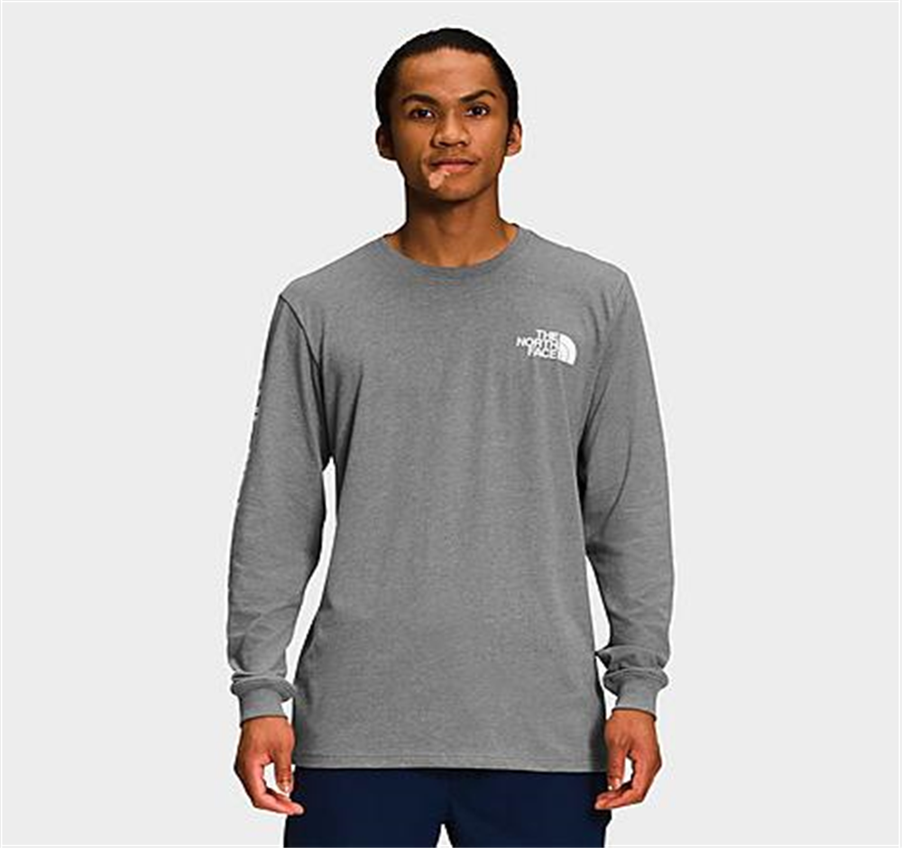 The North Face Men's TNF Sleeve Hit Long-Sleeve T-Shirt Gray Size Medium