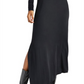 Splendid Chelsea Side Vent Asymmetric Maxi Skirt in Black Size Large