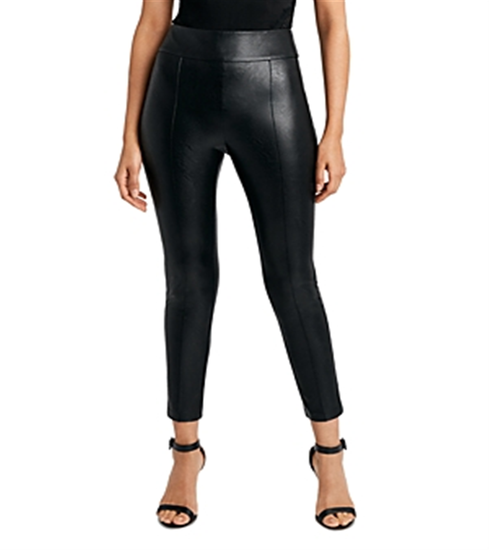 BCBGMAXAZRIA Women's High Rise Faux Leather Leggings Black Size X-Large