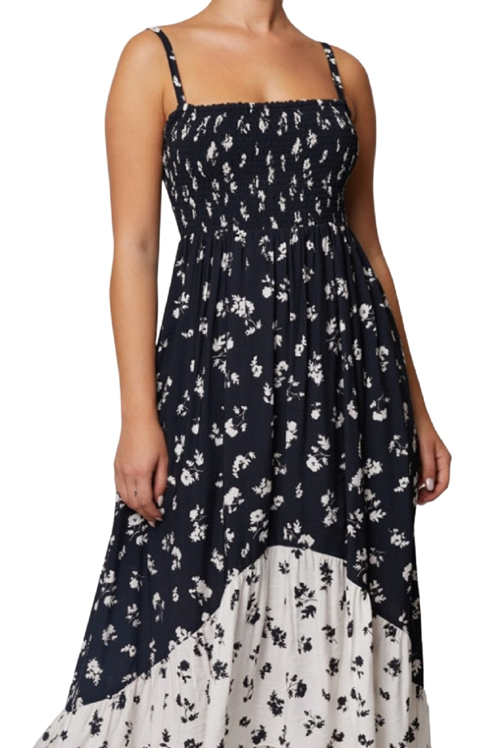 Laundry By Shelli Segal Women's Floral Print Smocked Maxi Dress Black