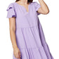 BCBGeneration Women's Ruffled Sleeve Tiered Mini Dress Purple Size 14