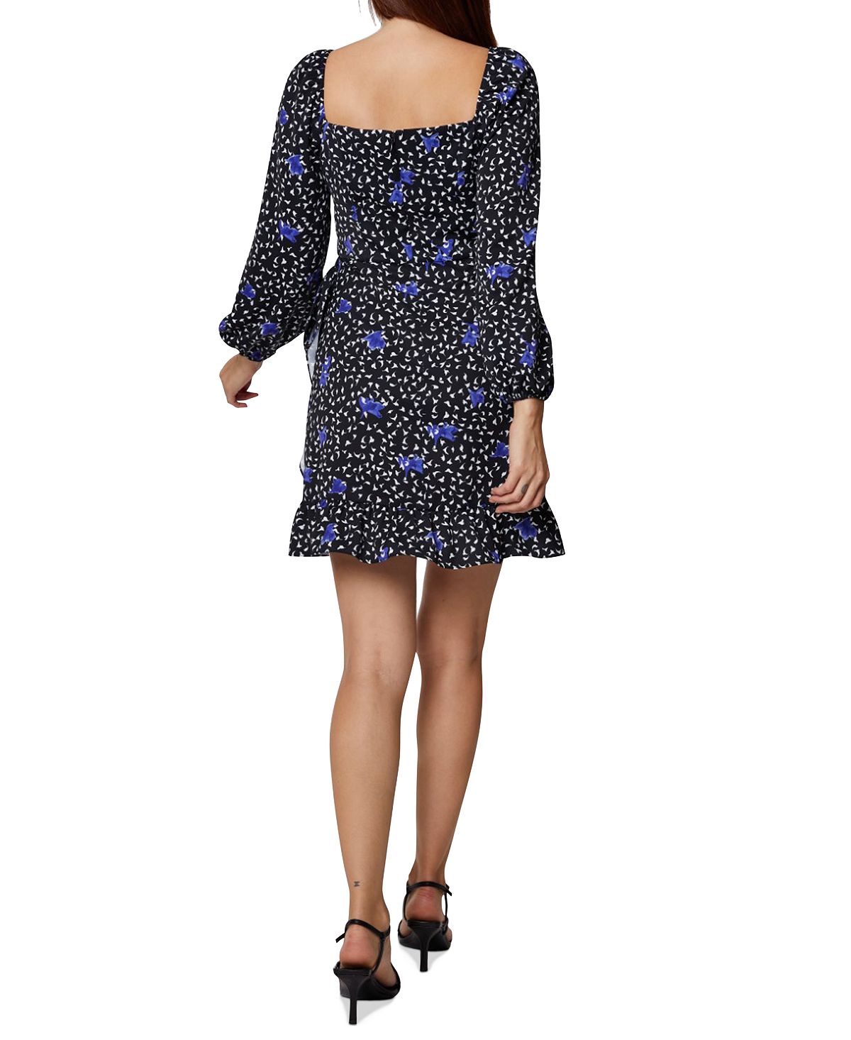 BCBGeneration Women's Floral Square Neck Mini Dress Black Size 4