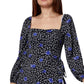 BCBGeneration Women's Floral Square Neck Mini Dress Black Size 4