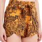 BCBGeneration Women's Printed Wrap Swim Cover Up Shorts Swimsuit Yellow Size Small