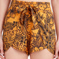 BCBGeneration Women's Printed Wrap Swim Cover Up Shorts Swimsuit Yellow Size Small