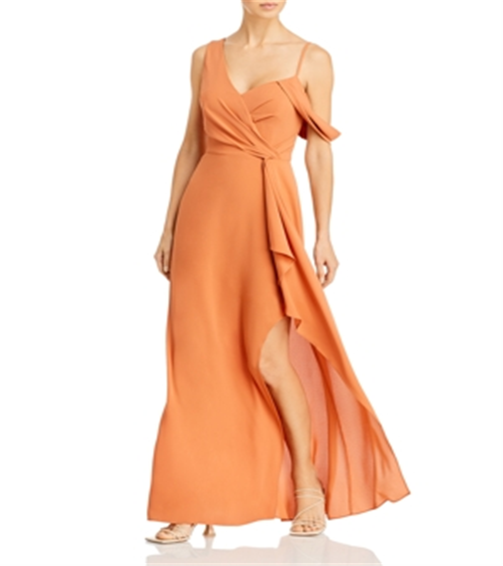 BCBGMAXAZRIA Women's Asymmetric Evening Dress Brown Size 4