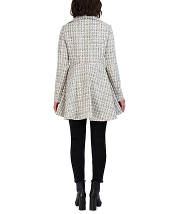 Laundry By Shelli Segal Women's Double Breasted Skirted Tweed Coat White Size Small