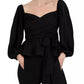 BCBGeneration Women's Jacquard Ruched Balloon Sleeve Top Black Size X-Small