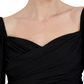 BCBGeneration Women's Jacquard Ruched Balloon Sleeve Top Black Size X-Small