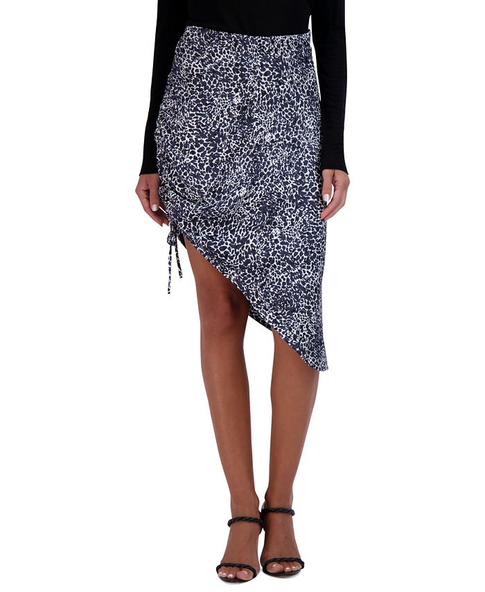 BCBGMAXAZRIA Women's Asymmetric Leopard Print Skirt Black Size 4