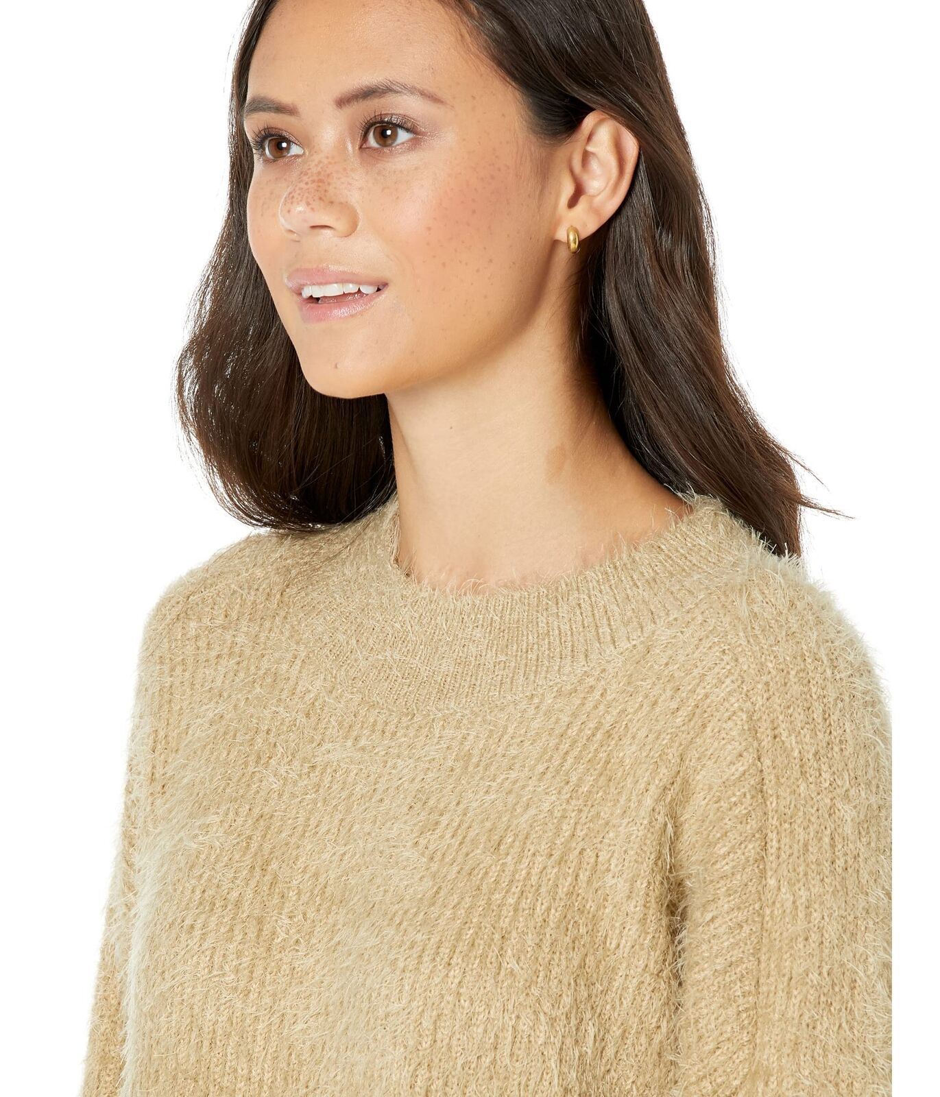 BCBGeneration Women's Fuzzy Pullover Crewneck Sweater Brown Size Small