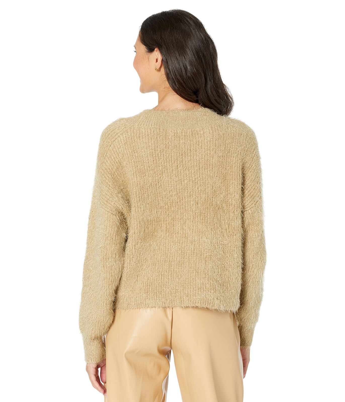 BCBGeneration Women's Fuzzy Pullover Crewneck Sweater Brown Size 12