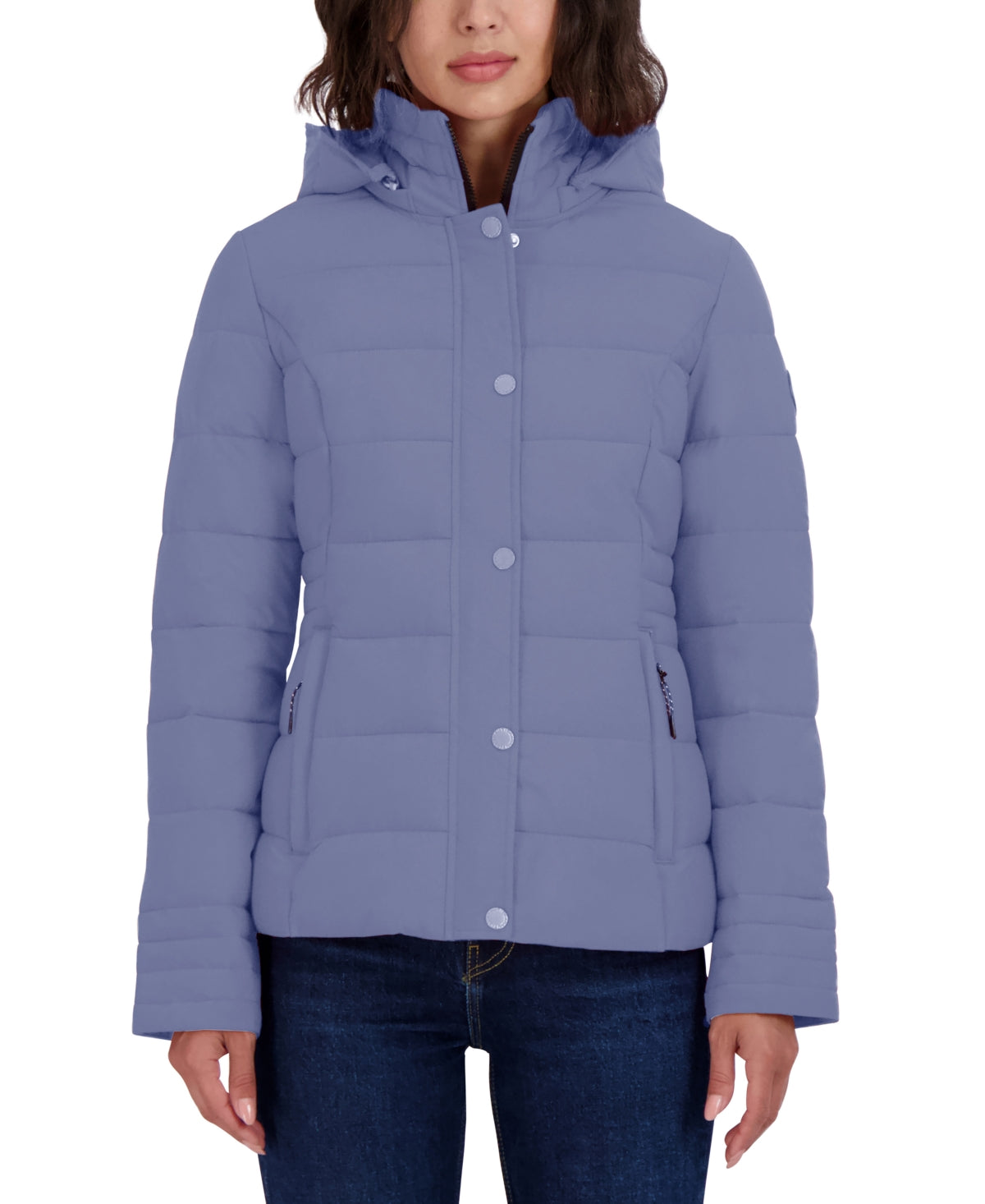 Nautica Women's Hooded Packable Puffer Coat Purple Size Small