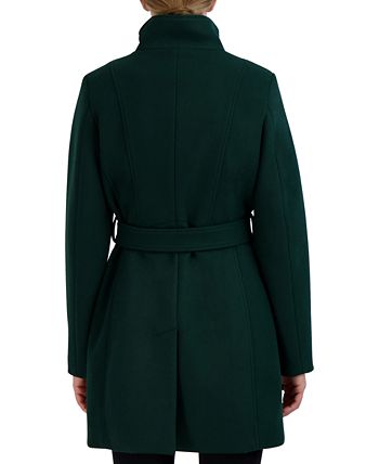 Laundry By Shelli Segal Women's Single Breasted Belted Walker Coat Black Size Small