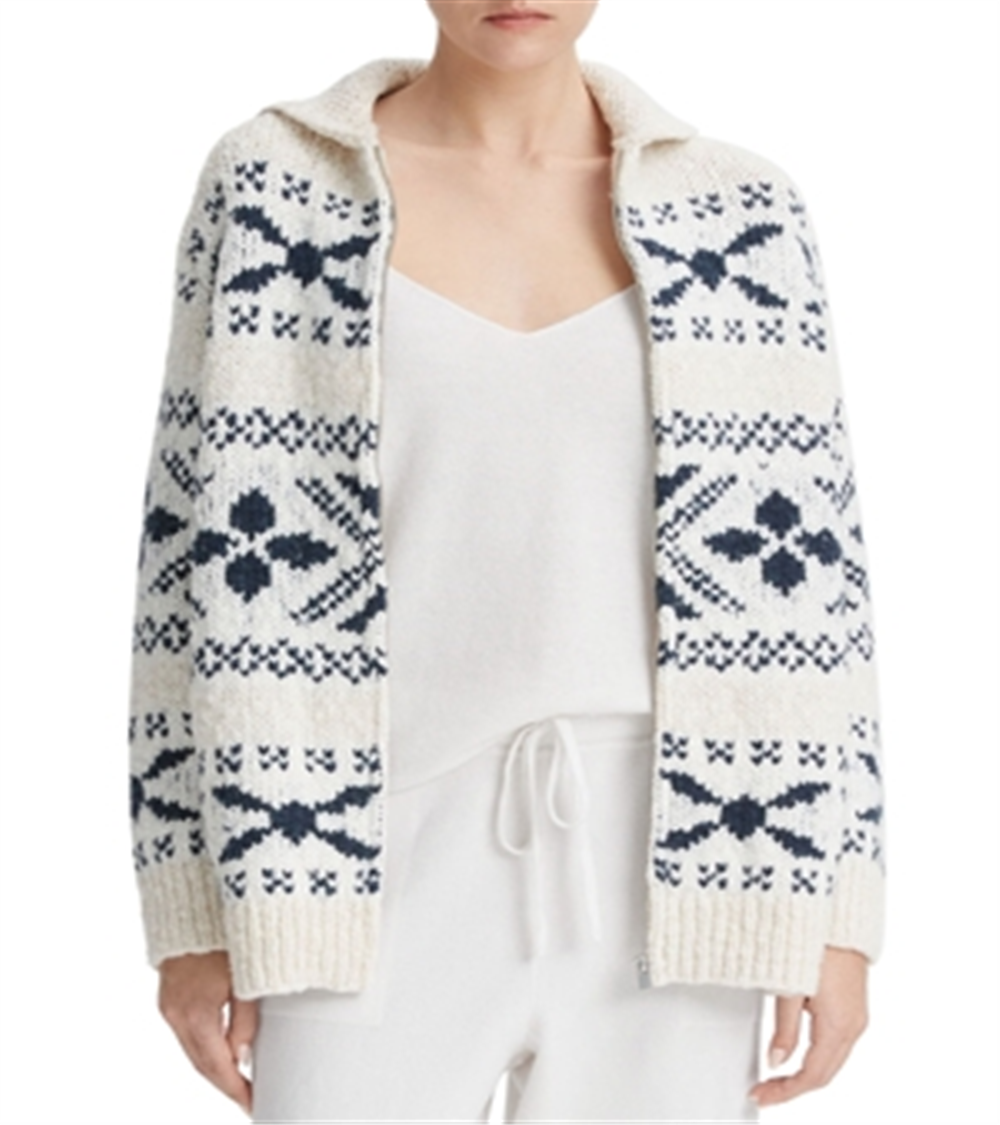 vince-womens-nordic-fair-isle-zip-cardigan-beige-size-medium