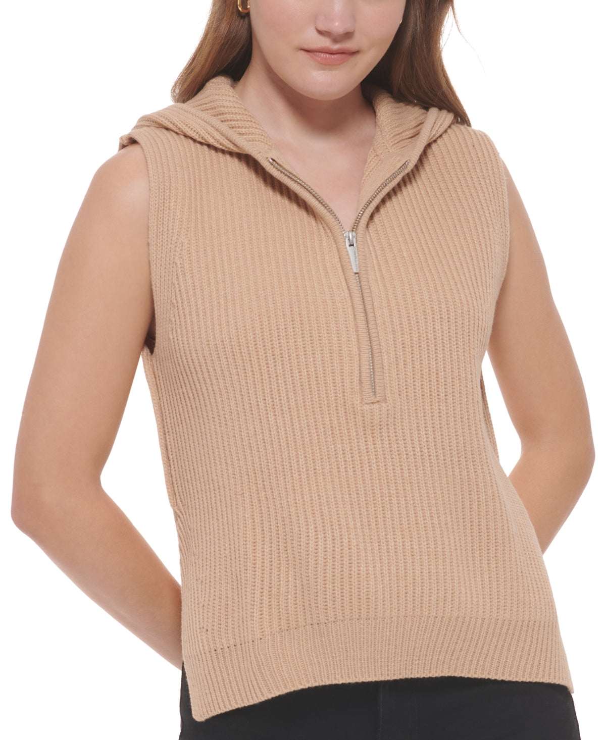 Calvin Klein Jeans Women's Ribbed Sleeveless Top Beige Size Small
