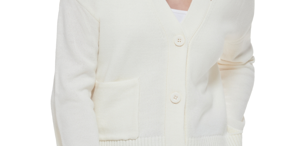 Calvin Klein Jeans Women's Cutout V Neck Cardigan White Size Small