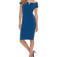 Calvin Klein Women's Off The Shoulder Notched Neck Dress Blue Size 6