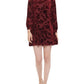 Calvin Klein Women's Burnout Velvet Balloon Sleeve Trapeze Dress Red Size Small