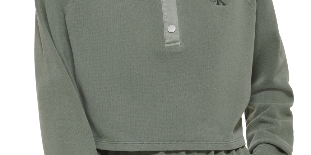 Calvin Klein Women's Cotton Polo Sweatshirt Green Size X-Large