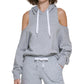 Calvin Klein Performance Women's Open-Back Cold-Shoulder Hoodie Silver Size XL